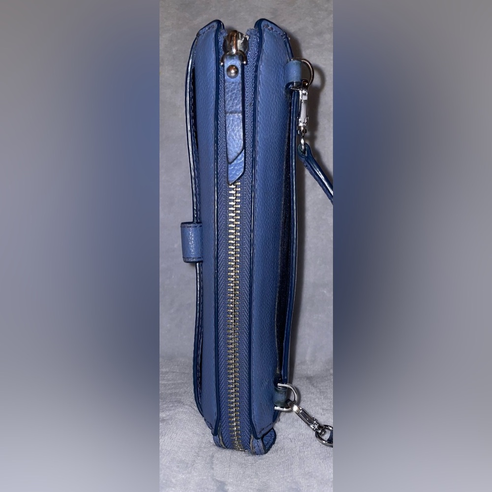 Kate Spade Small Tab Jackson Blue Crossbody Wallet Clutch Pebbled Leather - Picture 5 of 8